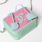Chanel CC Filigree Vanity Bag CC Logo Caviar Leather Pink Mint Green — view 6