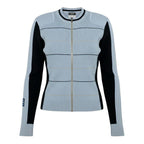 Chanel CC Logo Zip Up Knit Jacket CC Zip Up 38 Light Blue