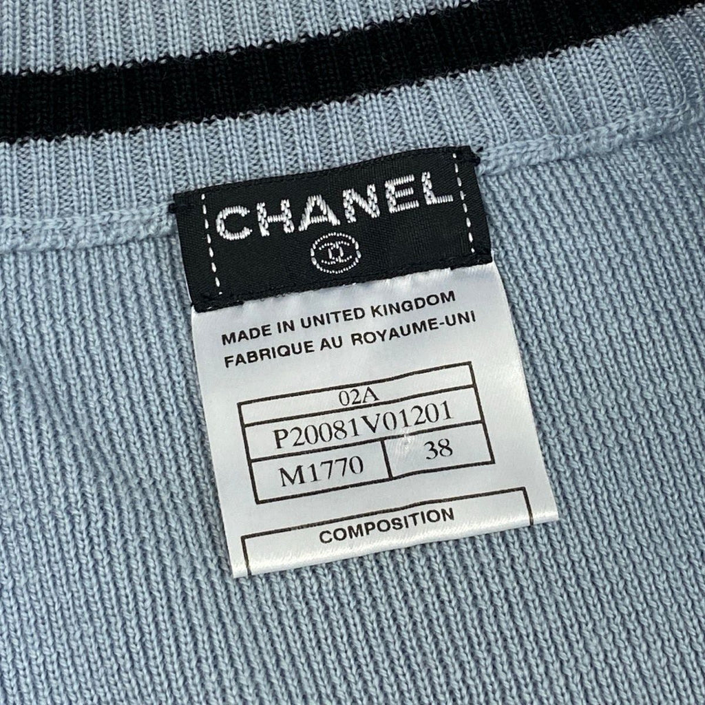 Chanel CC Logo Zip Up Knit Jacket CC Zip Up 38 Light Blue — view 8
