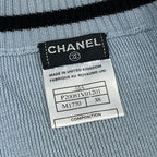 Chanel CC Logo Zip Up Knit Jacket CC Zip Up 38 Light Blue — view 8