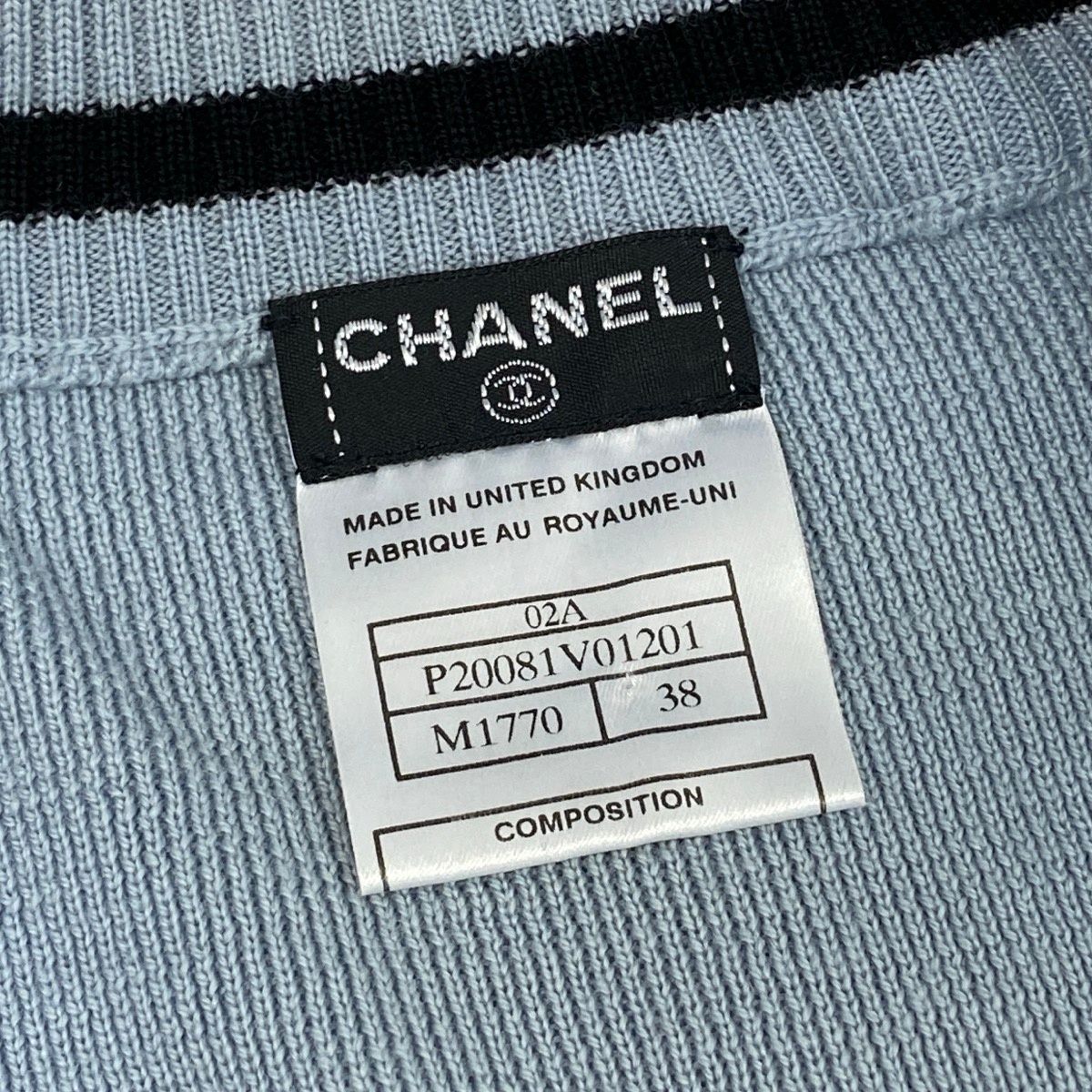 Chanel CC Logo Zip Up Knit Jacket CC Zip Up 38 Light Blue — view 8