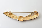 Dior Pin Brooch Vintage Ribbon Motif Gold Rhinestone — view 2