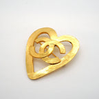 Chanel Brooch Vintage CC Logo Heart Motif Gold Plated — view 2