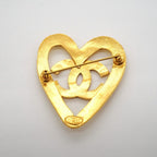Chanel Brooch Vintage CC Logo Heart Motif Gold Plated — view 5