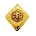 Chanel Brooch Vintage CC Logo Diamond Gold Plated