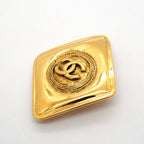 Chanel Brooch Vintage CC Logo Diamond Gold Plated — view 2