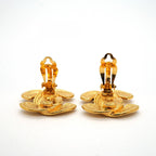 Chanel Earrings Vintage CC Logo Quilted Gold Plated — view 6