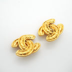 Chanel Earrings Vintage CC Logo Quilted Gold Plated — view 2