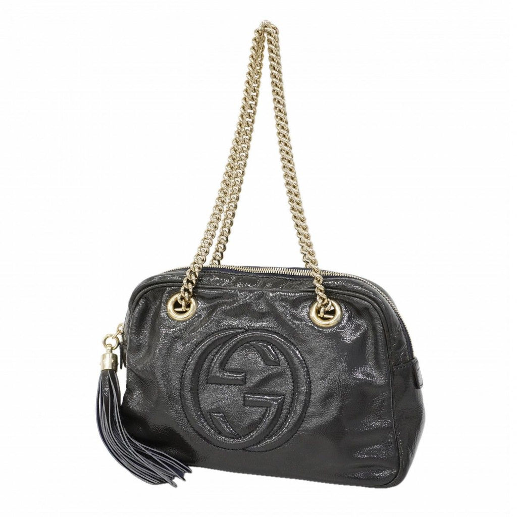 Gucci Shoulder Bag Soho Enamel Navy Champagne Gold