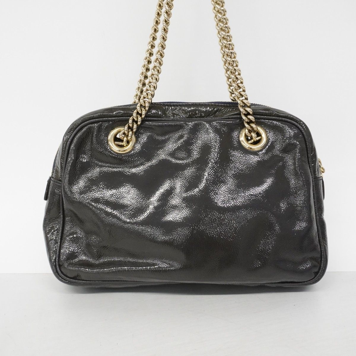 Gucci Shoulder Bag Soho Enamel Navy Champagne Gold — view 8