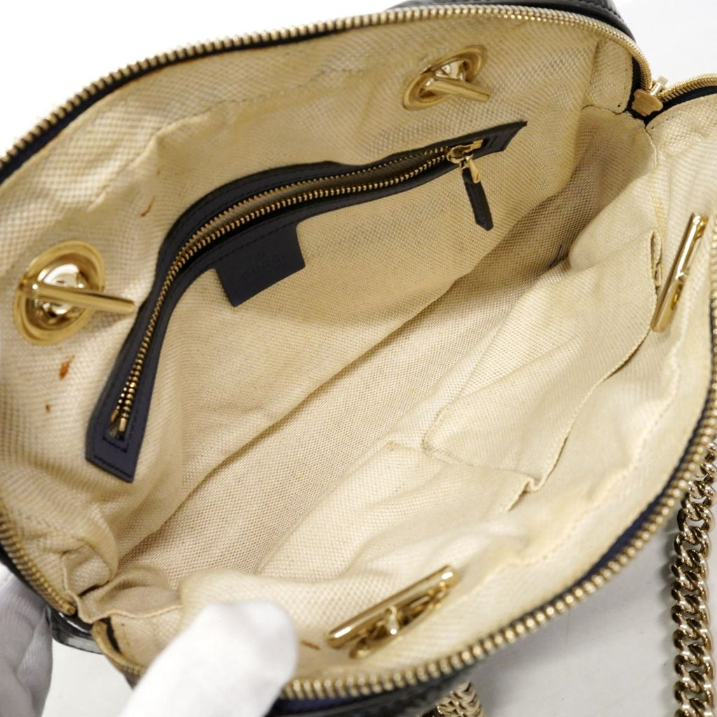 Gucci Shoulder Bag Soho Enamel Navy Champagne Gold — view 4