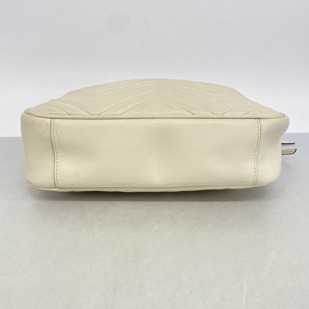 Gucci Shoulder Bag GG Marmont Leather White Gold — view 3
