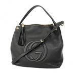 Gucci Shoulder Bag Soho Leather Black Champagne Gold