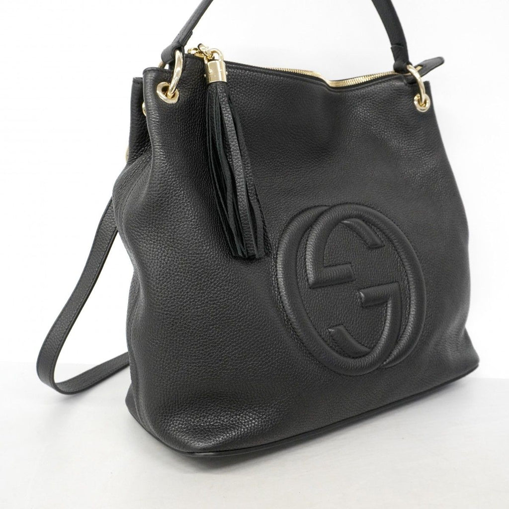 Gucci Shoulder Bag Soho Leather Black Champagne Gold — view 2
