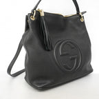 Gucci Shoulder Bag Soho Leather Black Champagne Gold — view 2