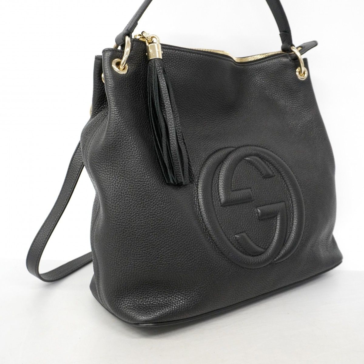 Gucci Shoulder Bag Soho Leather Black Champagne Gold — view 2