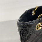 Chanel Tote Quilted Caviar Leather Black Gold — view 7