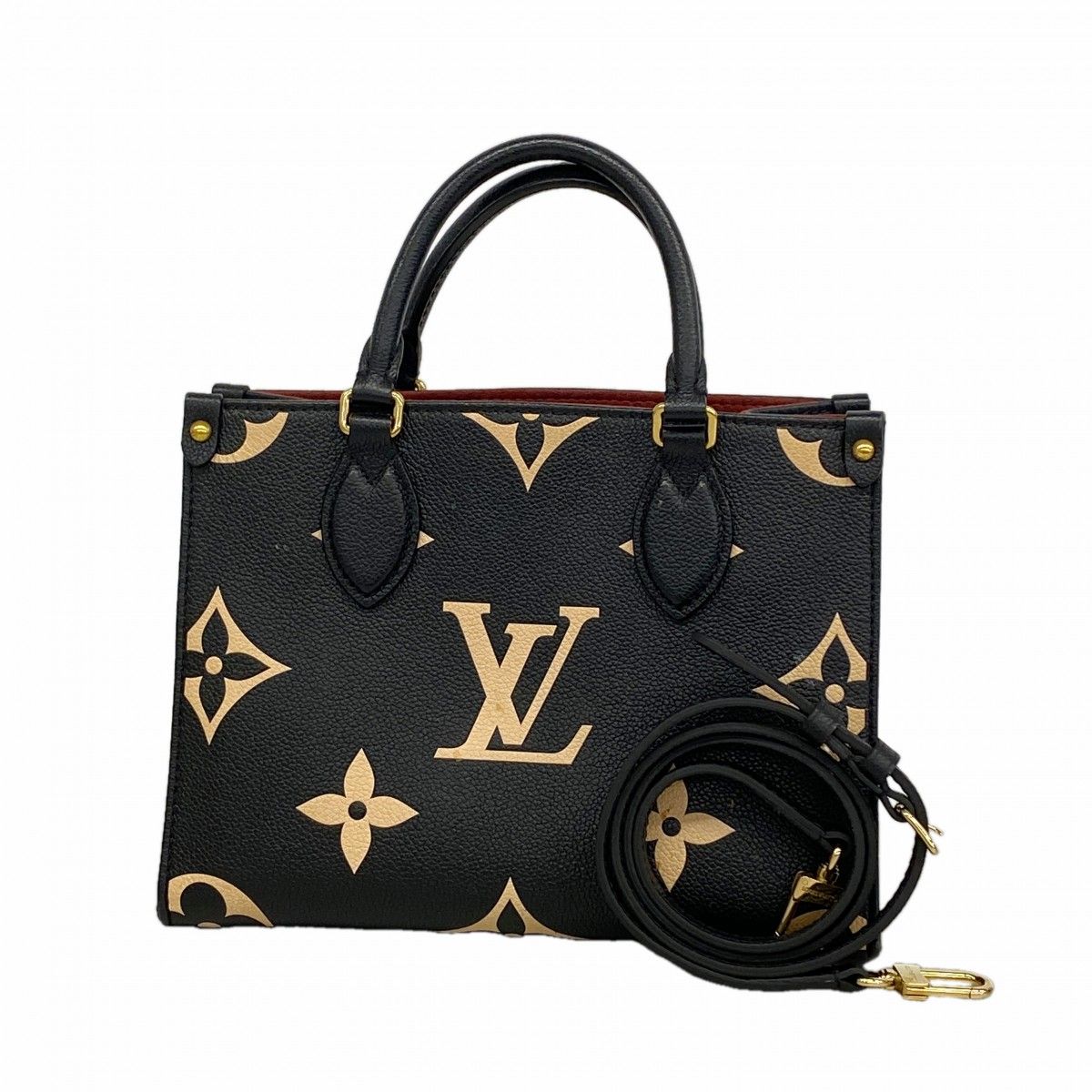Louis Vuitton Handbag Monogram Empreinte On The Go PM Black Beige 2-Way