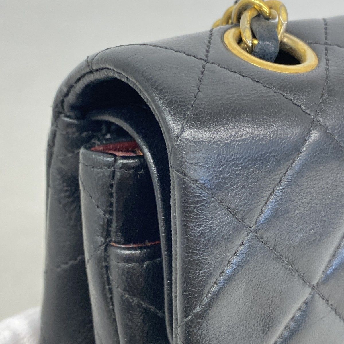 Chanel Shoulder Bag Quilted Lambskin Black Gold — view 7