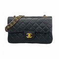 Chanel Shoulder Bag Quilted Lambskin Black Gold