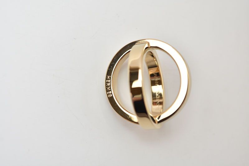 Hermes Scarf Ring Cosmos Bijouterie Fantaisie Gold Metal — view 3