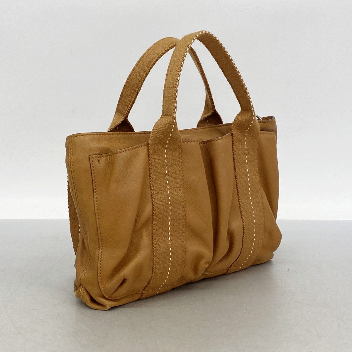 Hermes Handbag Caravan Horizontal PM Leather Brown Silver 2-Way — view 2
