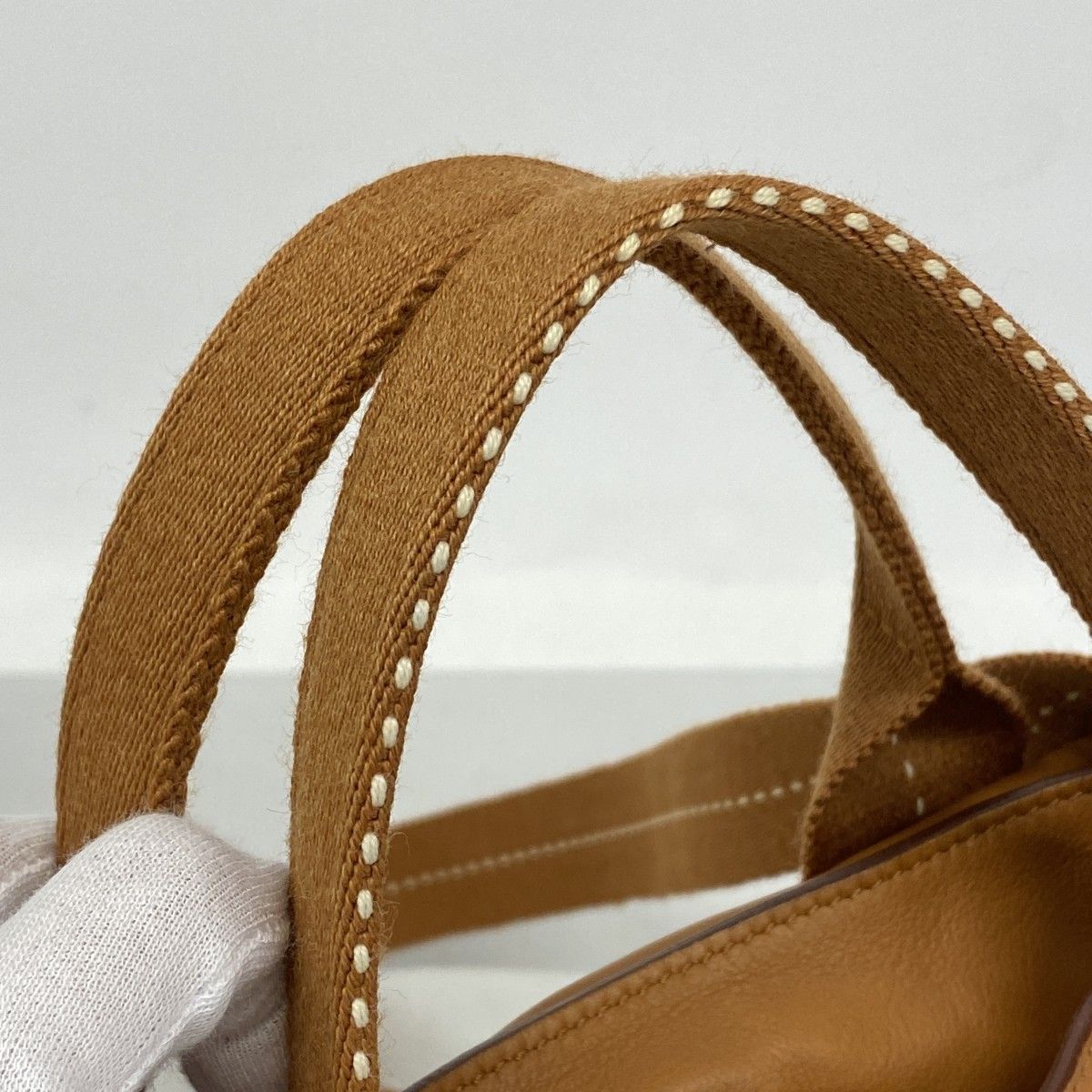 Hermes Handbag Caravan Horizontal PM Leather Brown Silver 2-Way — view 8