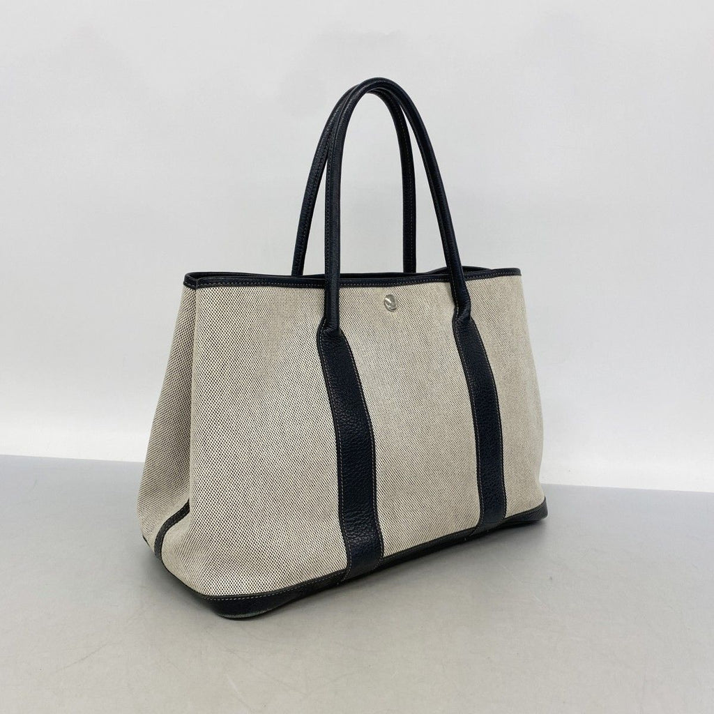 Hermes Tote Garden Party PM Bolduc Ribbon Toile Ash Black Silver — view 2