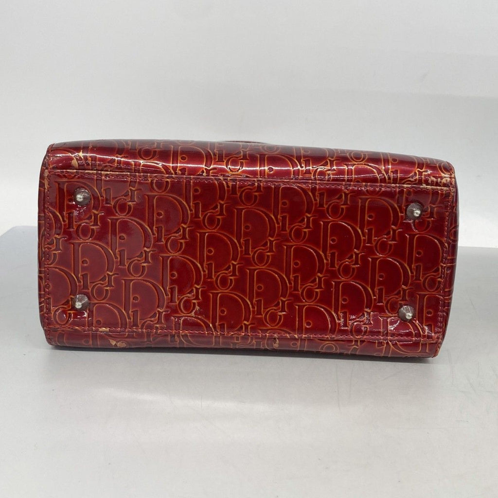 Dior Handbag Trotter Leather Red Silver 2-Way — view 3