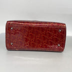 Dior Handbag Trotter Leather Red Silver 2-Way — view 3