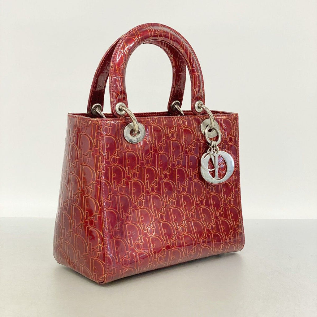 Dior Handbag Trotter Leather Red Silver 2-Way — view 2