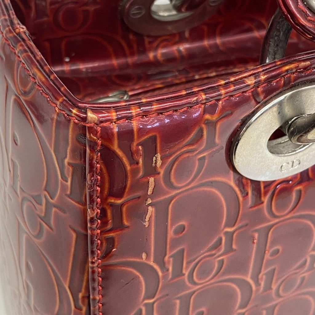 Dior Handbag Trotter Leather Red Silver 2-Way — view 6