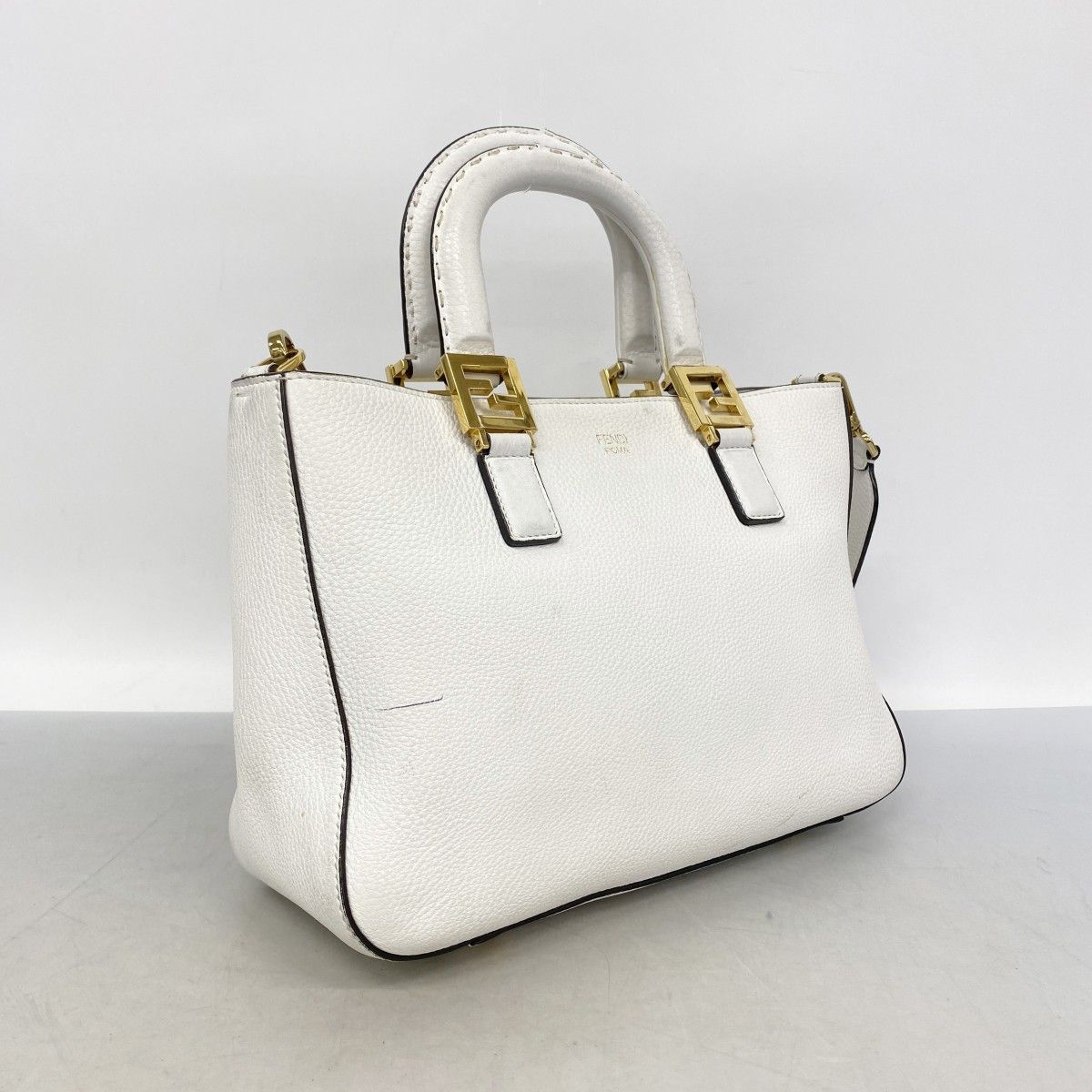Fendi Handbag Selleria Leather White Gold 2-Way — view 2