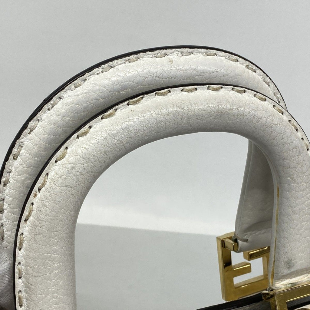 Fendi Handbag Selleria Leather White Gold 2-Way — view 8