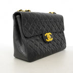 Chanel Shoulder Bag Maxi Quilted Lambskin Black Gold — view 2