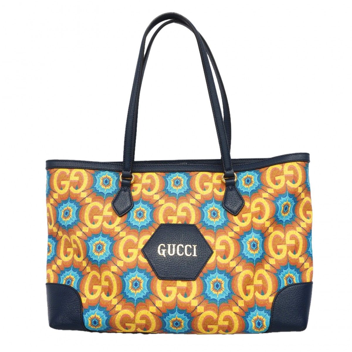 Gucci Tote Kaleidoscope Yellow Navy Gold