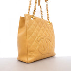 Chanel Chain Tote Quilted Caviar Leather Brown Gold — view 2