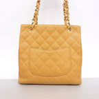 Chanel Chain Tote Quilted Caviar Leather Brown Gold — view 8