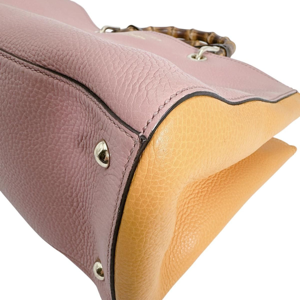 Gucci Bicolor 2-Way Bag Bamboo Handbag Pink — view 5