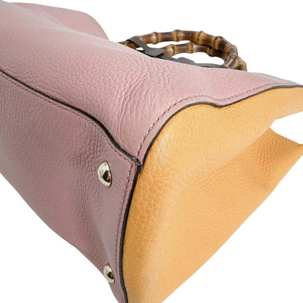 Gucci Bicolor 2-Way Bag Bamboo Handbag Pink — view 7