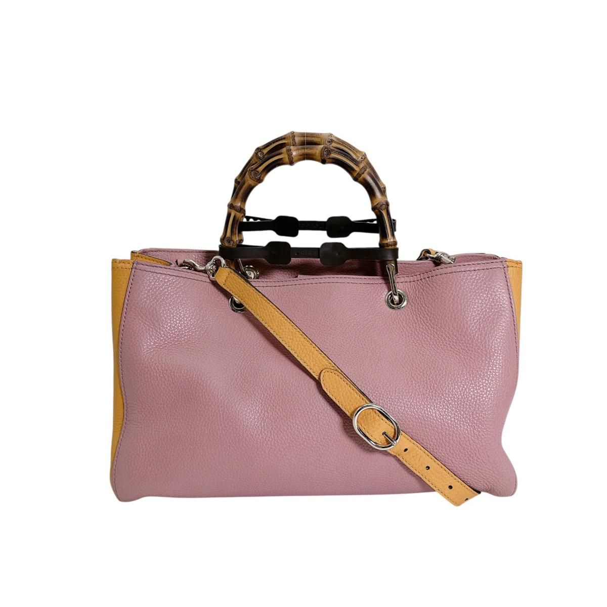 Gucci Bicolor 2-Way Bag Bamboo Handbag Pink — view 2
