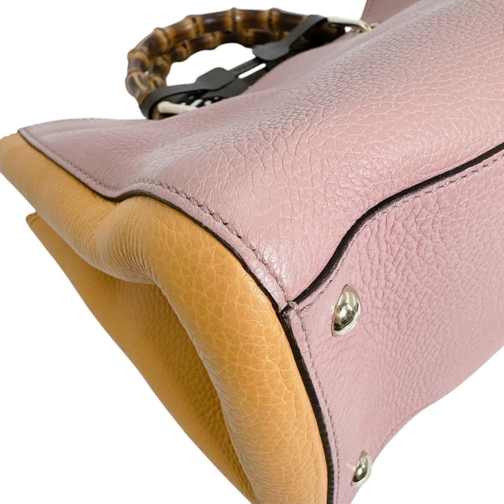 Gucci Bicolor 2-Way Bag Bamboo Handbag Pink — view 8
