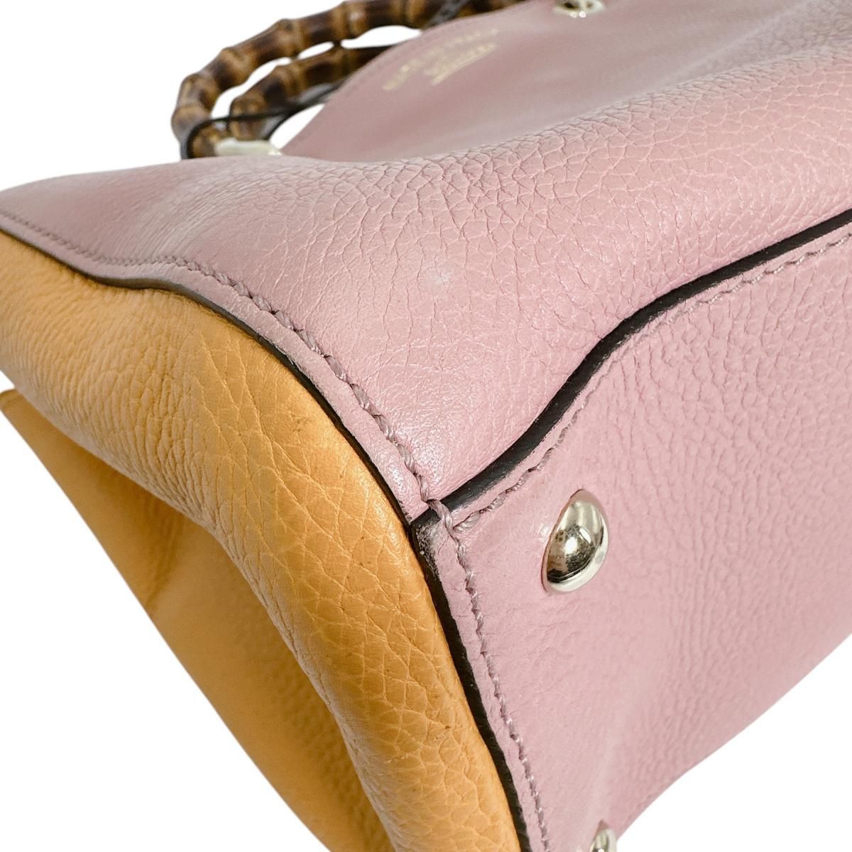 Gucci Bicolor 2-Way Bag Bamboo Handbag Pink — view 6
