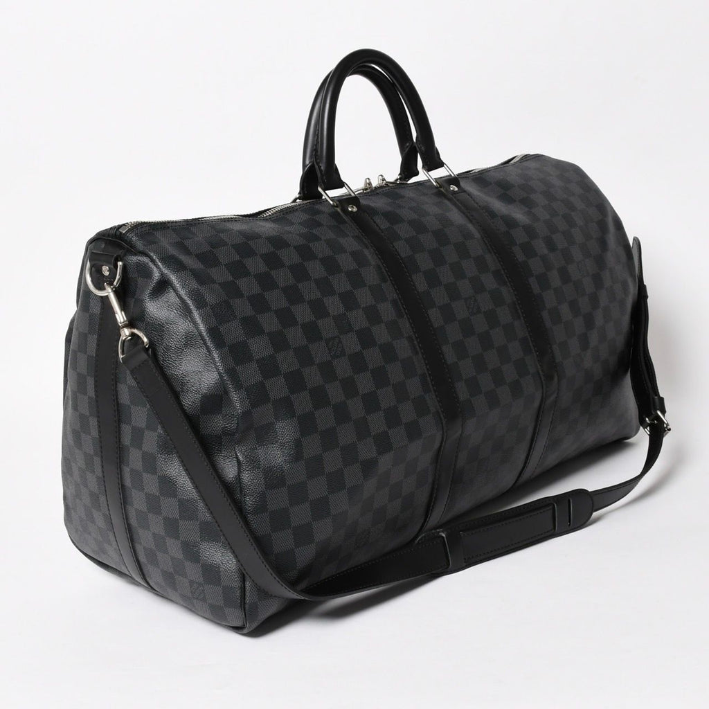 Louis Vuitton Keepall Bandouliere 55 Boston Bag Damier Graphite Black — view 3