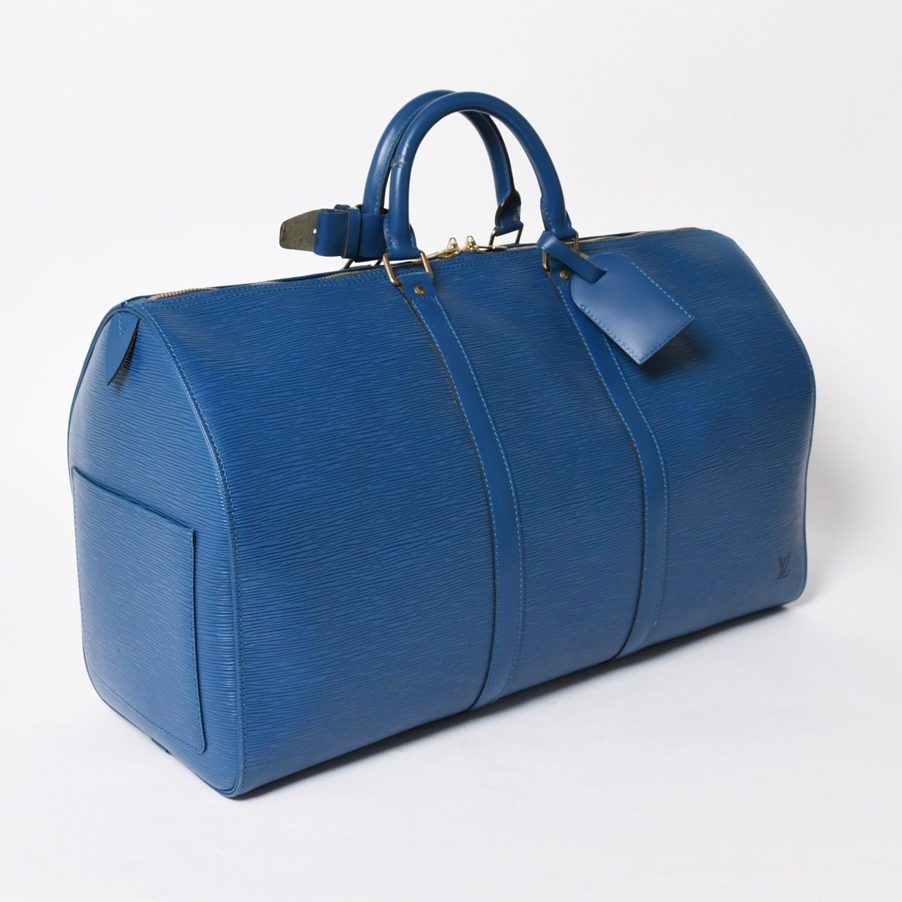 Louis Vuitton Boston Bag Epi Keepall 50 Blue Leather — view 3