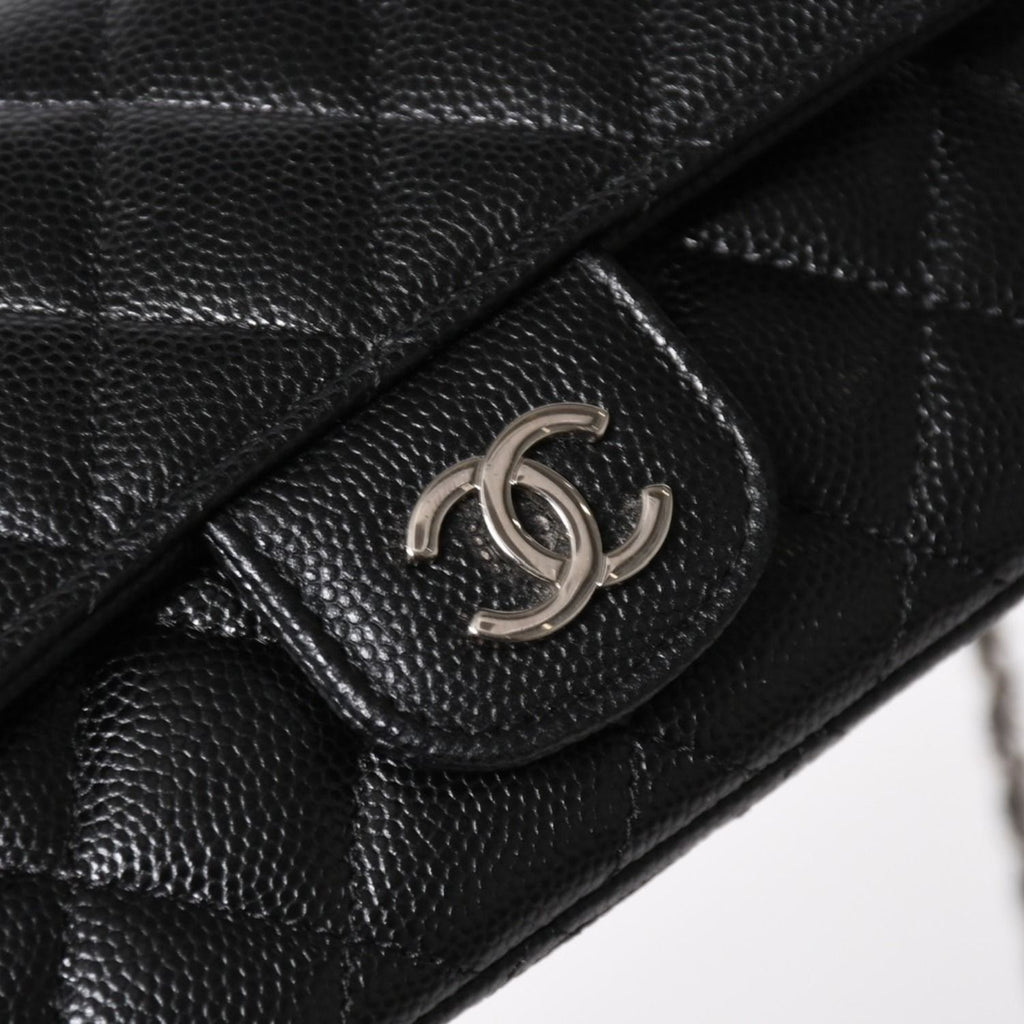 Chanel Classic Eyewear Case CC Logo Caviar Leather Black Silver — view 7