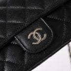 Chanel Classic Eyewear Case CC Logo Caviar Leather Black Silver — view 7