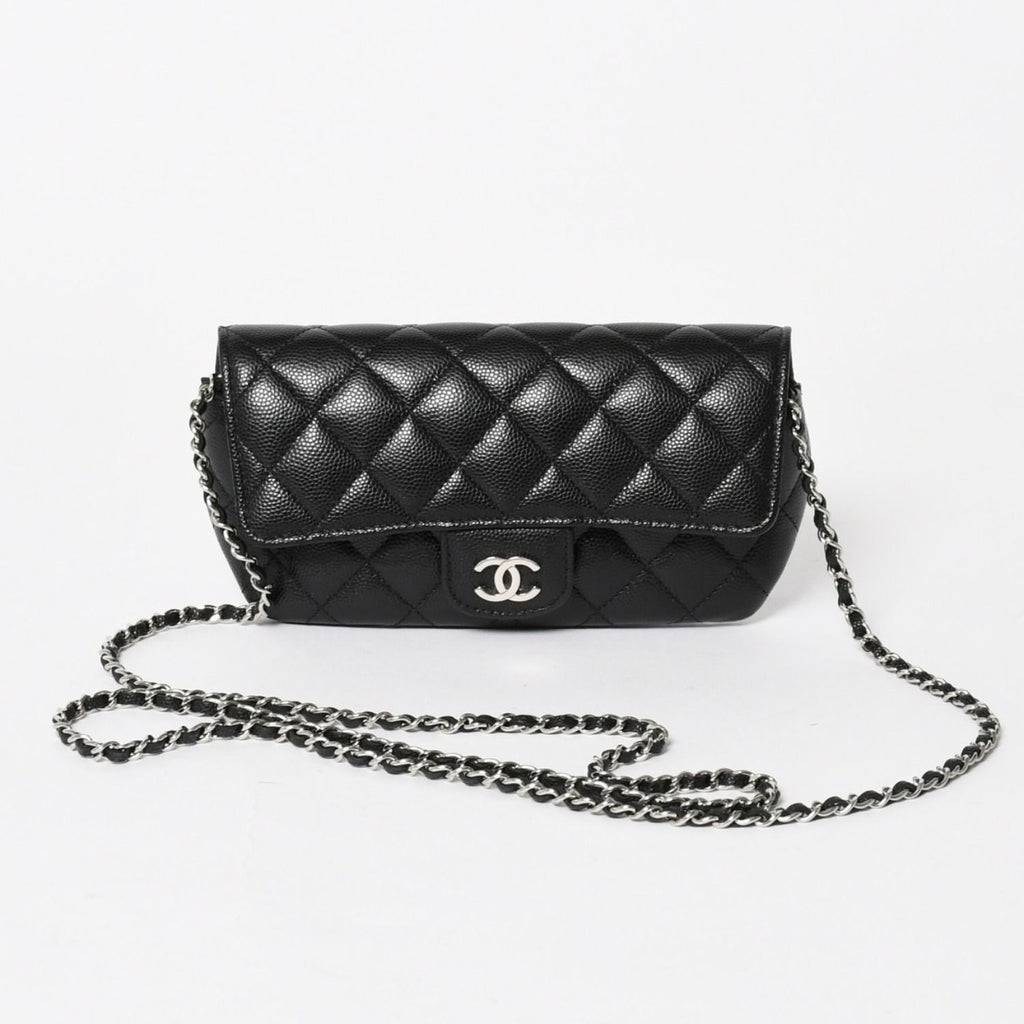 Chanel Classic Eyewear Case CC Logo Caviar Leather Black Silver — view 2