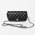 Chanel Classic Eyewear Case CC Logo Caviar Leather Black Silver — view 2