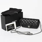 Chanel Classic Eyewear Case CC Logo Caviar Leather Black Silver